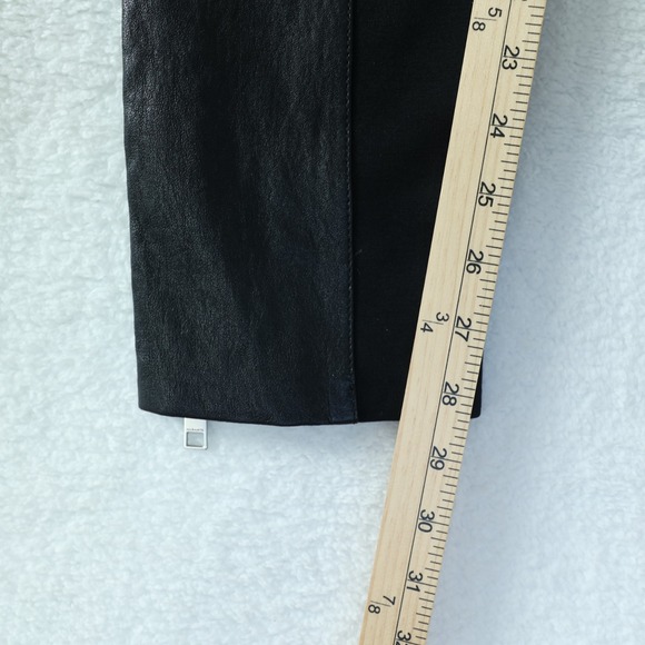 AllSaints Lindsell Biker Pants Women's 29 Black Leather Trim Ankle Zip Skinny - Picture 11 of 13